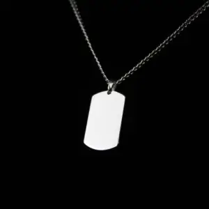 Silver 925 Dogtaghänge för Gravyr med pansarlänk